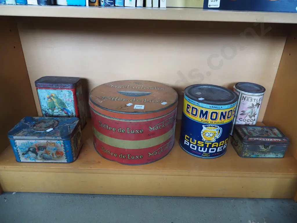 shelf of vintage tins Image 1++