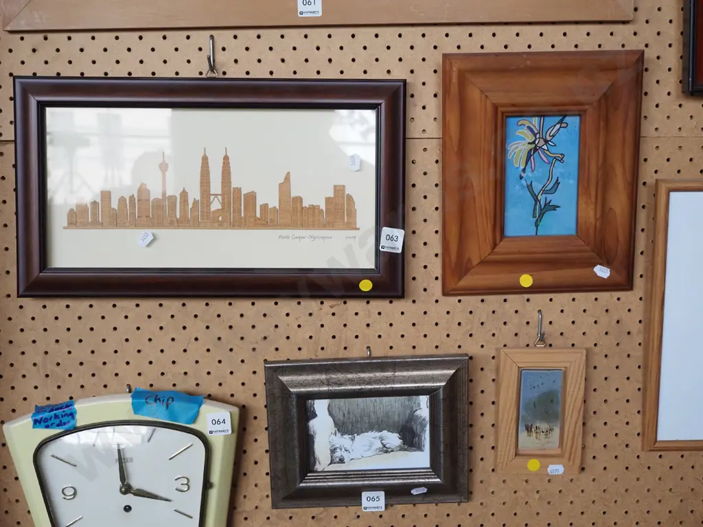 3x artworks; Kuala Lumpar, abstract, ceramic tile - yellow dots Image 1++