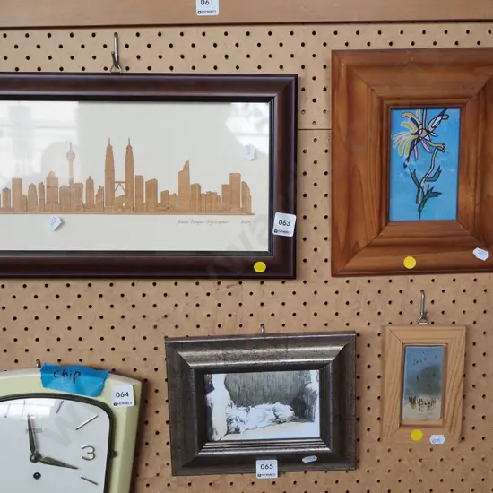 3x artworks; Kuala Lumpar, abstract, ceramic tile - yellow dots