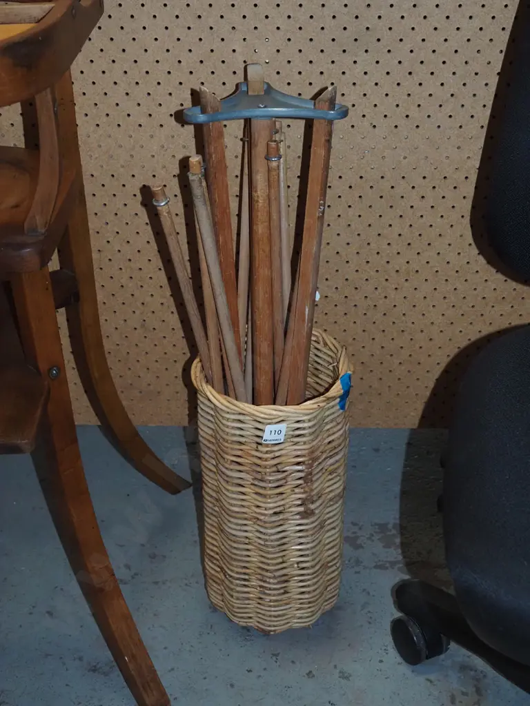 cane umbrella stand, wooden clothes airer Image 1++