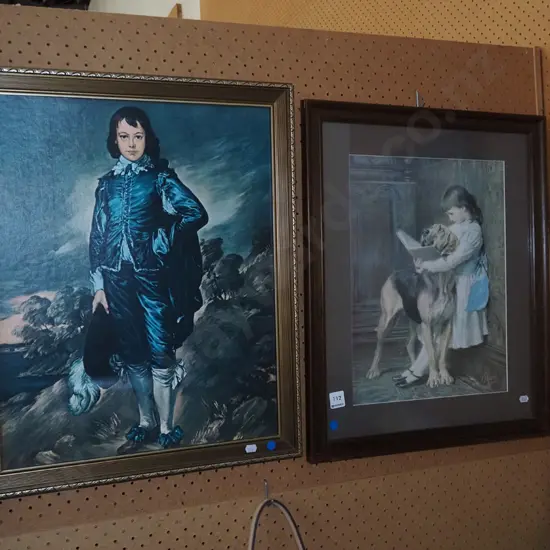 2x framed prints - blue dots