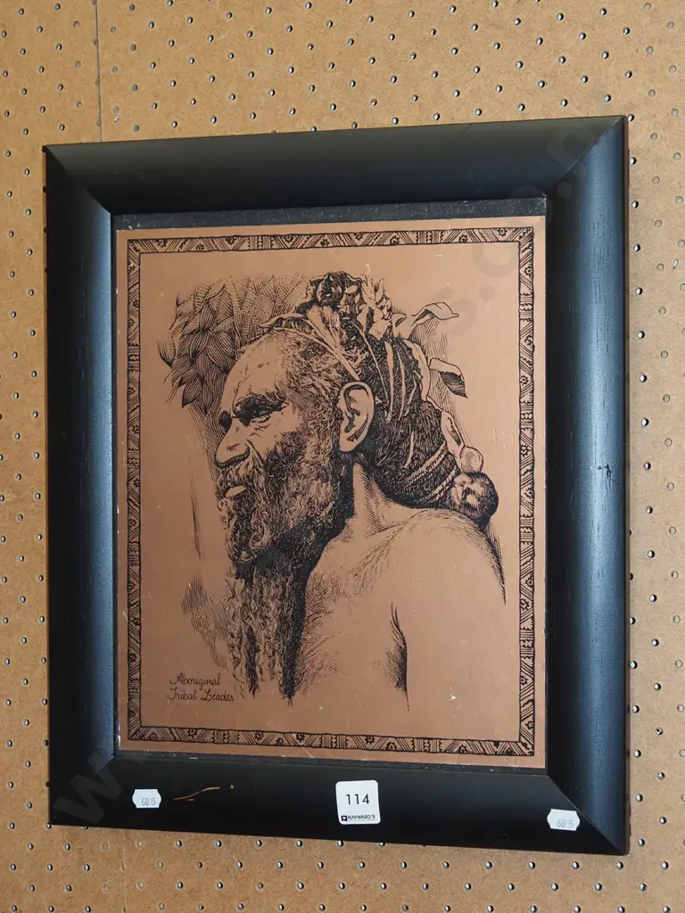framed etching - tribal leader Image 1++