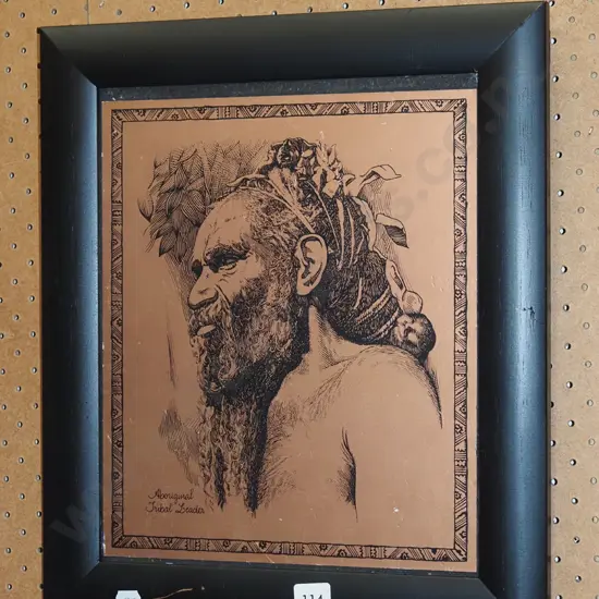 framed etching - tribal leader
