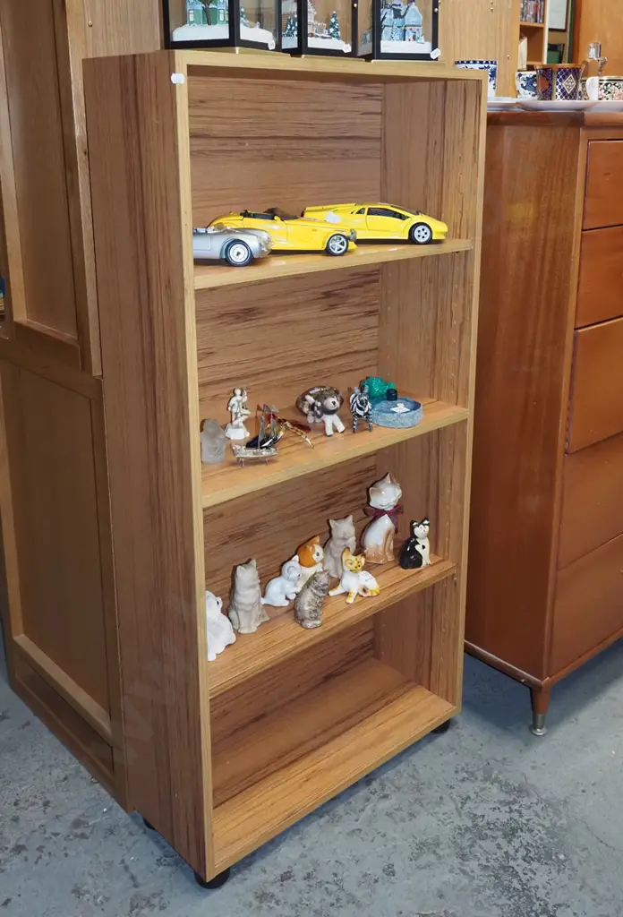 mdf faux wood veneer bookcase H1240 W600 D230 Image 1++