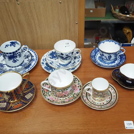 3x trios, 3x cups and saucers