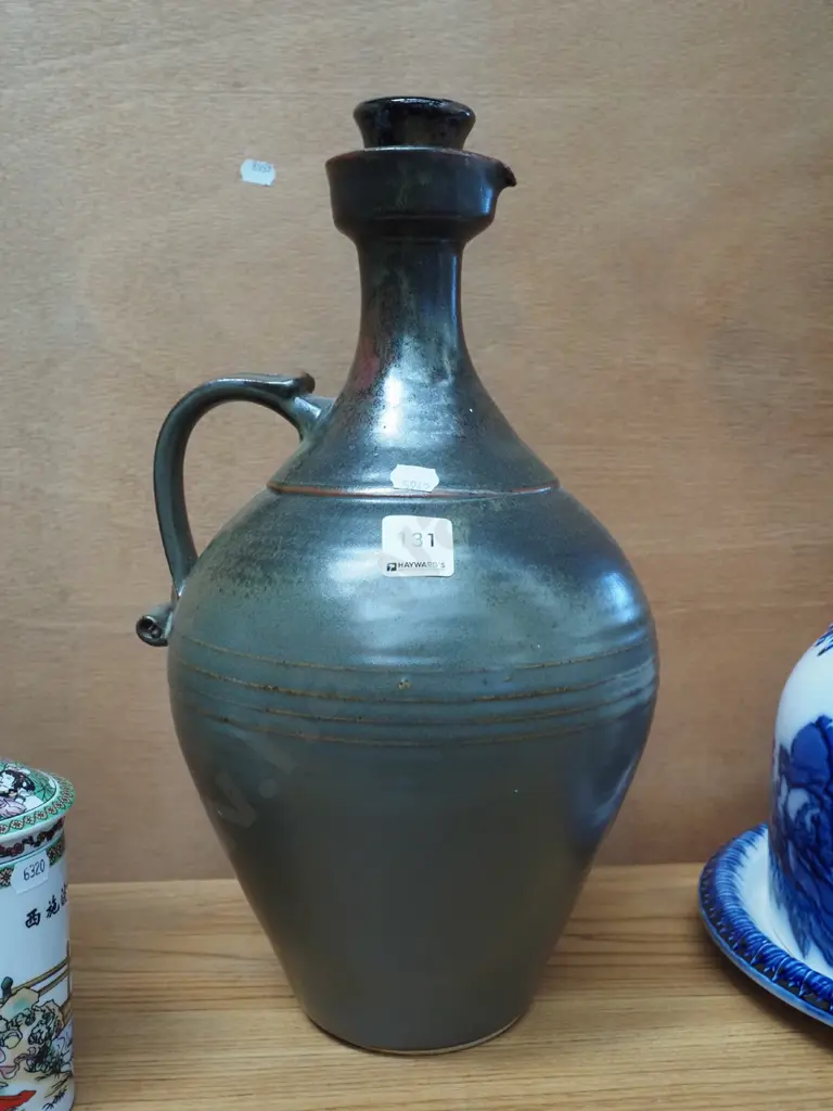 studio pottery stoppered jug H380 Image 1++