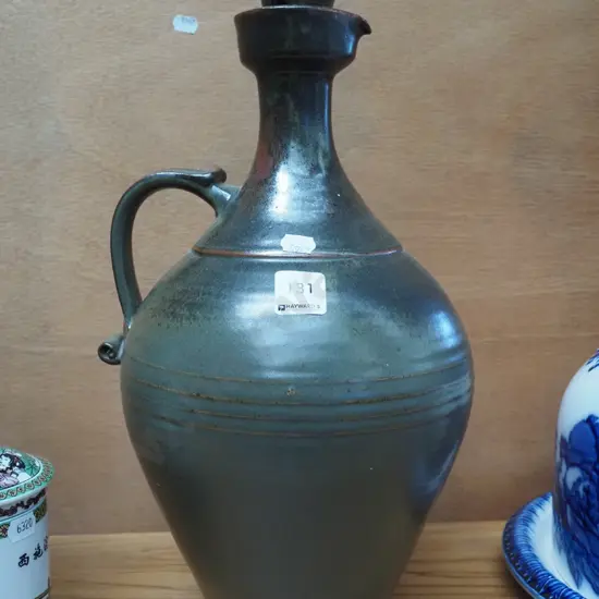 studio pottery stoppered jug H380