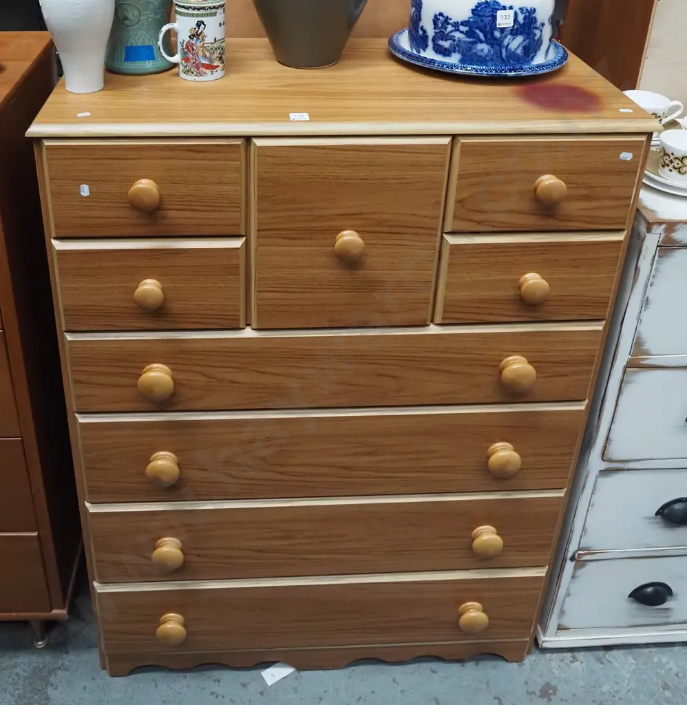 mdf faux wood veneer 9 drawer scotch chest - 1 mark to surface H1170 W860 D410 Image 1++