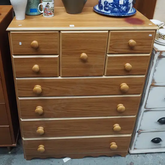 mdf faux wood veneer 9 drawer scotch chest - 1 mark to surface H1170 W860 D410