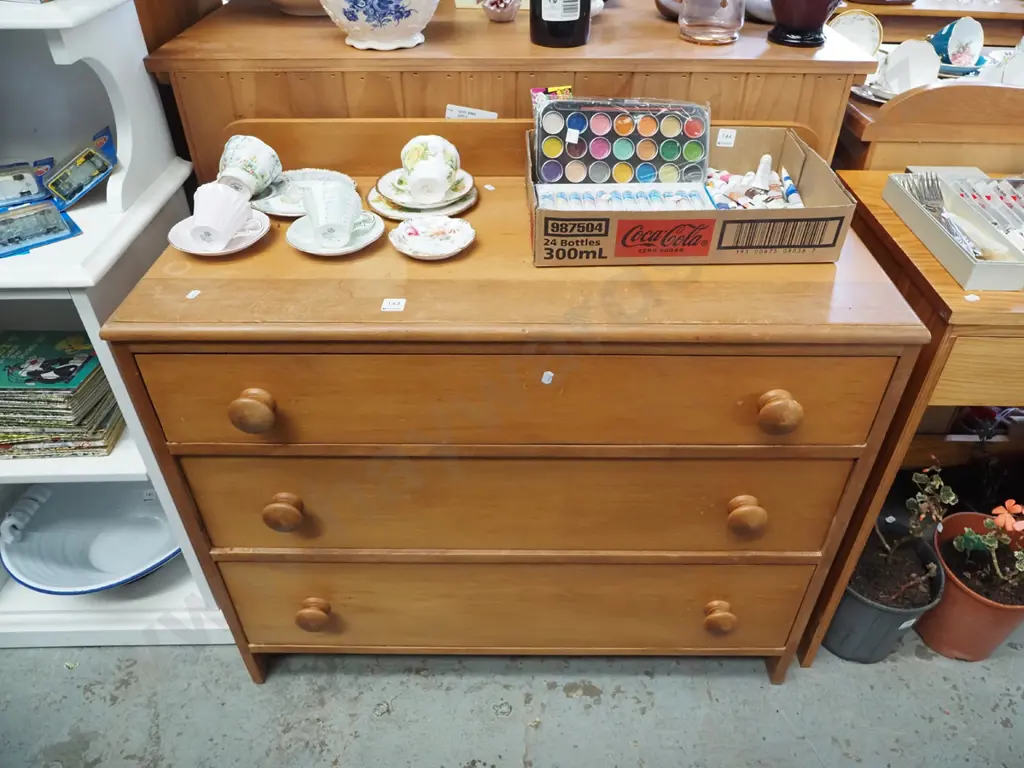 solid rimu lowboy - varnish needs attention H840 W920 D430 Image 1++