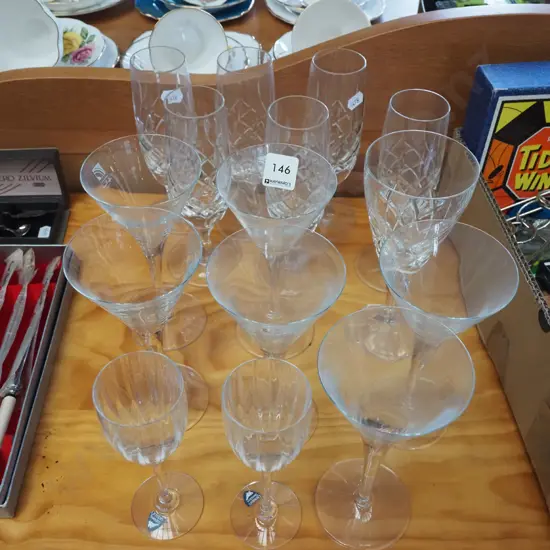 various wine glasses and cocktail glasses