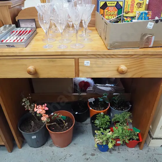 pine 2 drawer study desk H750 W900 D410