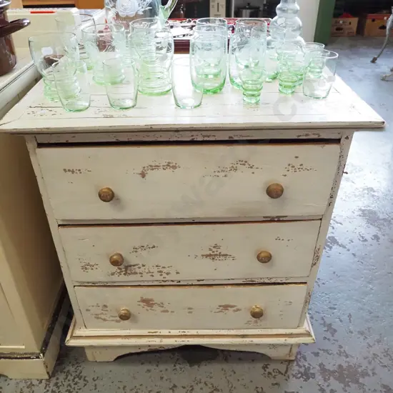 distressed painted 3 drawer chest