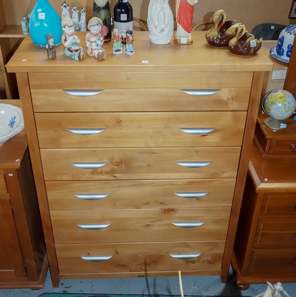 solid rimu and pine 6 drawer tall boy H1360 W1050 D425 Image 1++