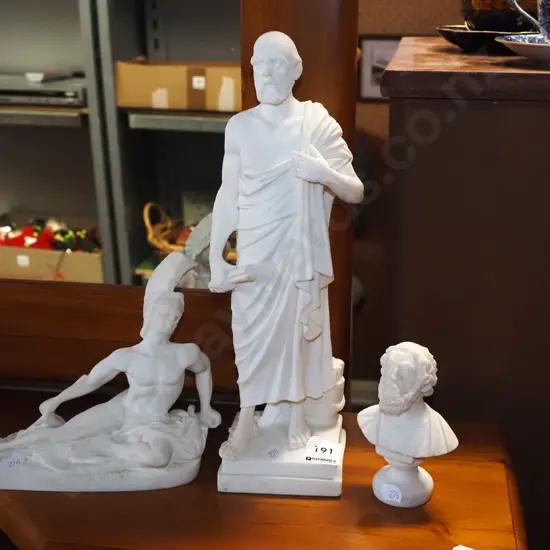 3x classical style figurines - Socrates H320