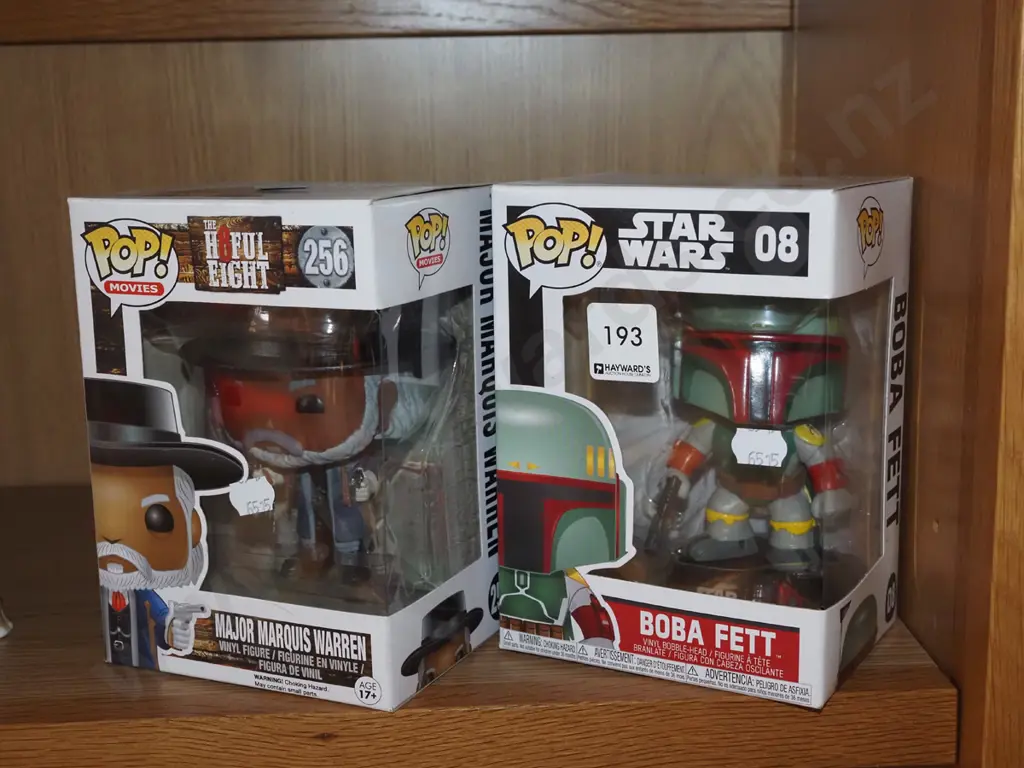 2x boxed as new Pop figurines - Major Marquis Warren, Boba Fett Image 1++