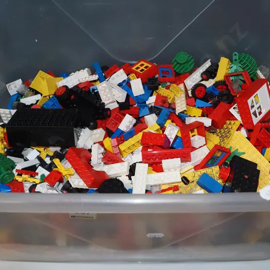 plastic tub of Lego