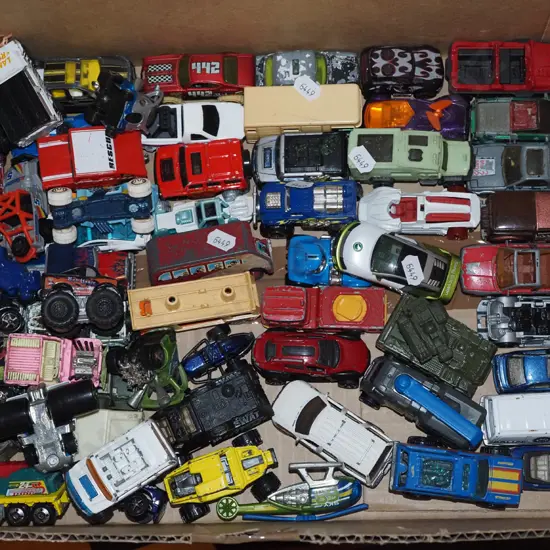 box of model vehicles
