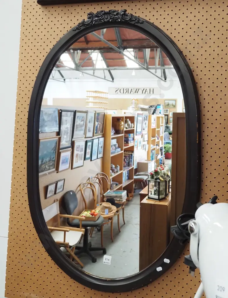 brown painted oval wall mirror H900 Image 1++