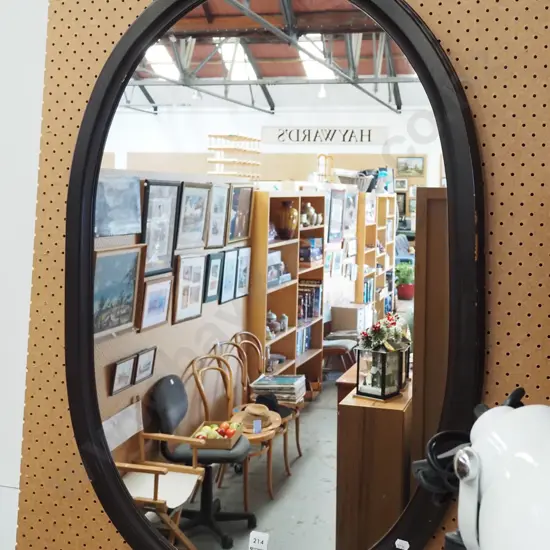 brown painted oval wall mirror H900