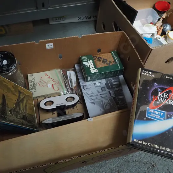 box; speakers, Red Dwarf audio cassettes etc