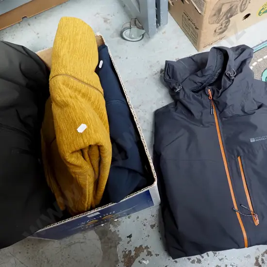 men's rain jacket, fleece and 2 soft shell jackets, all size XL