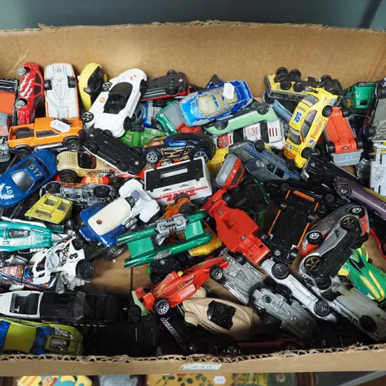 box of model vehicles
