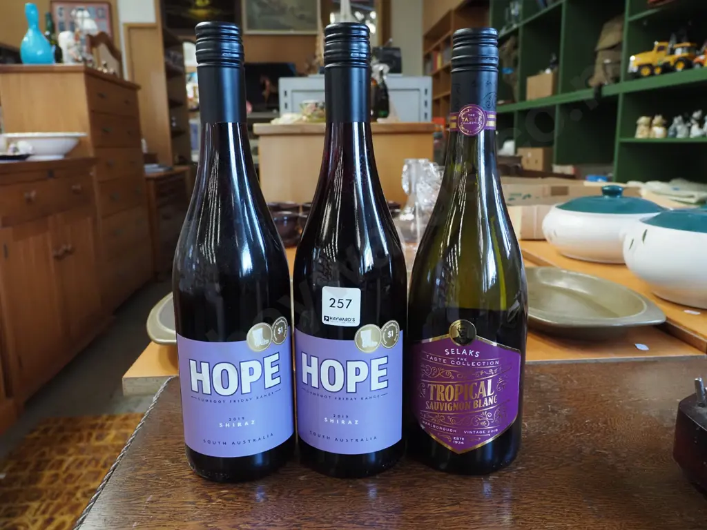 2x bottles I Am Hope 2019 shiraz, Selaks 2019 sauvignon blanc Image 1++