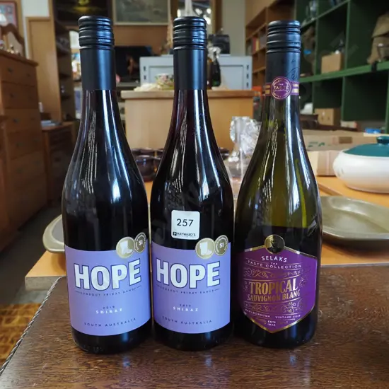2x bottles I Am Hope 2019 shiraz, Selaks 2019 sauvignon blanc
