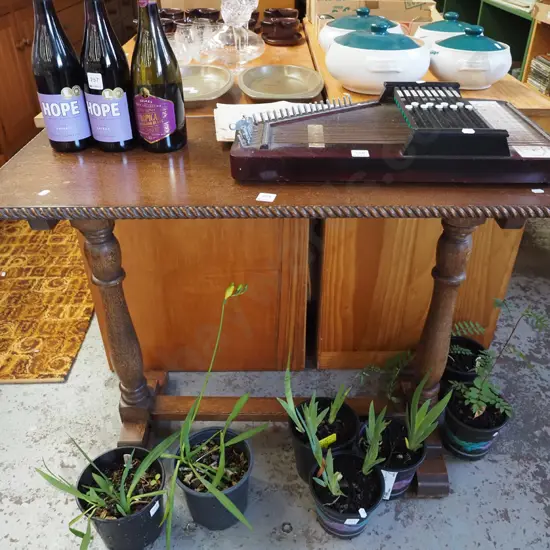 oak refectory based rope edge table H735 W935 D4220