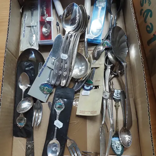 box of plated cutlery