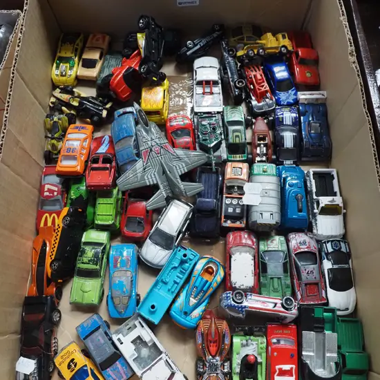 box of model vehicles