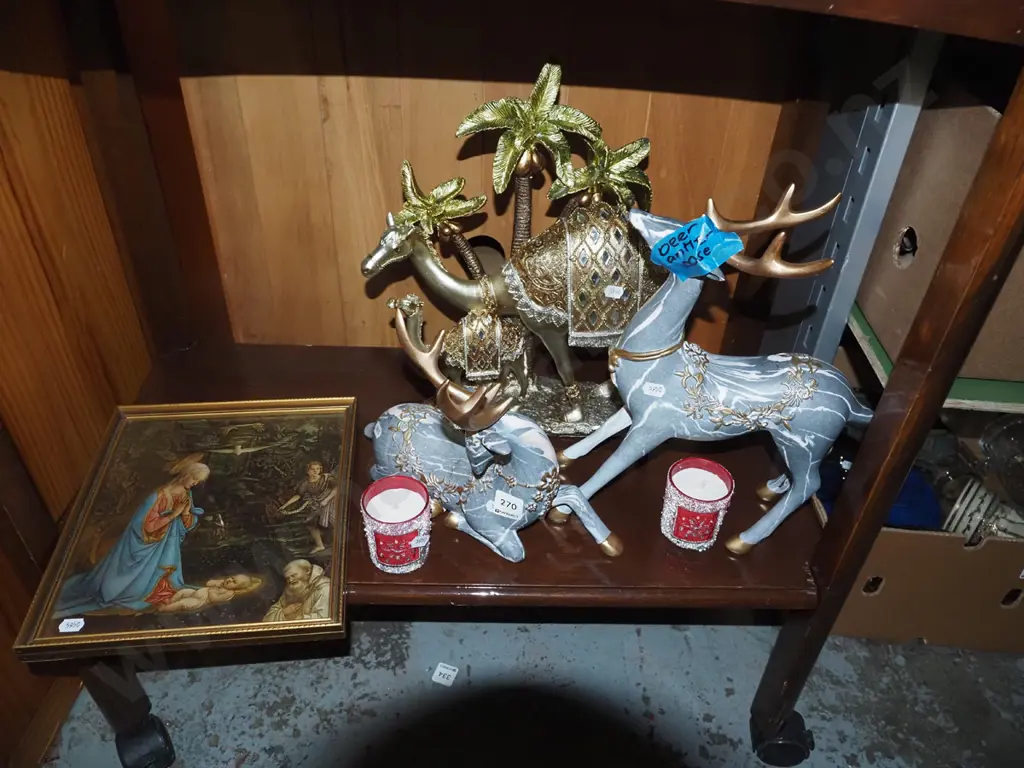 shelf; animal figurines, candles etc Image 1++