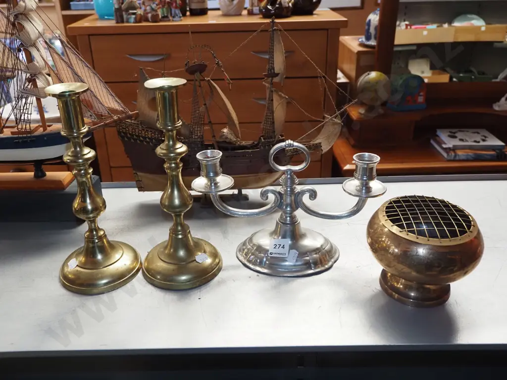 candlesticks, candelabra, rose bowl Image 1++