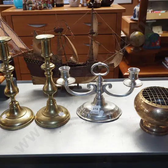 candlesticks, candelabra, rose bowl