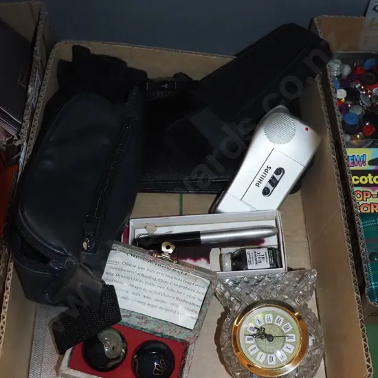 box; dictaphone, fountain pen, cigarette case etc
