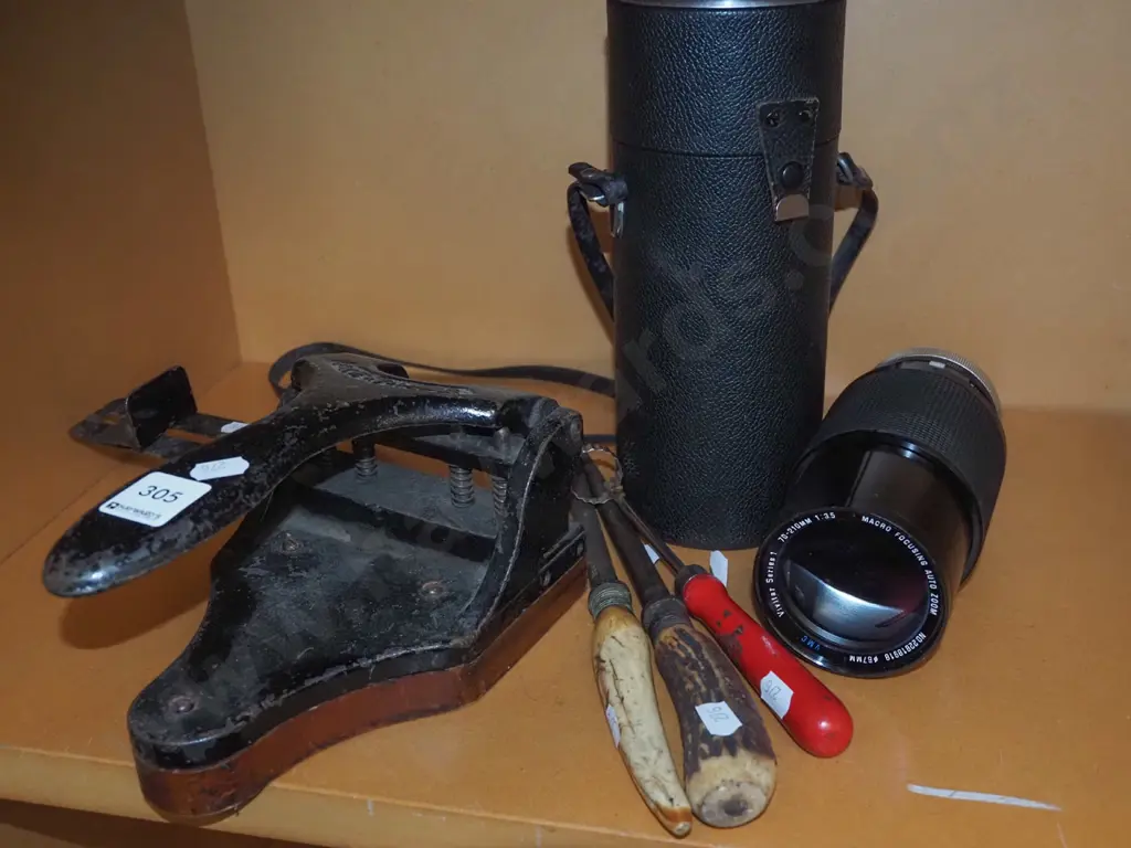 vintage hole punch, steels, SLR camera lens Image 1++