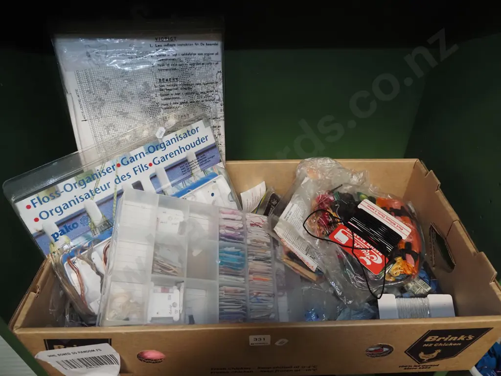 box; needlework acessories, threads, part finished tapestries etc Image 1++