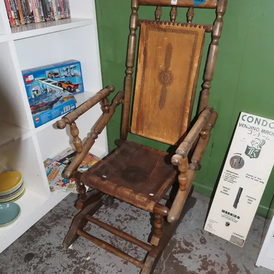 tooled leather Dexter rocking chair