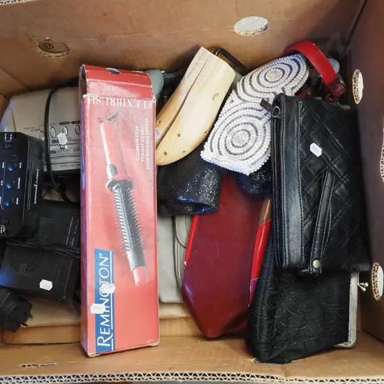box; bedside alarm clocks, clutch purses etc