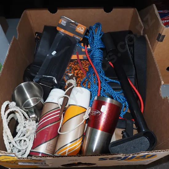 box; thermoses, rope, bike pump etc
