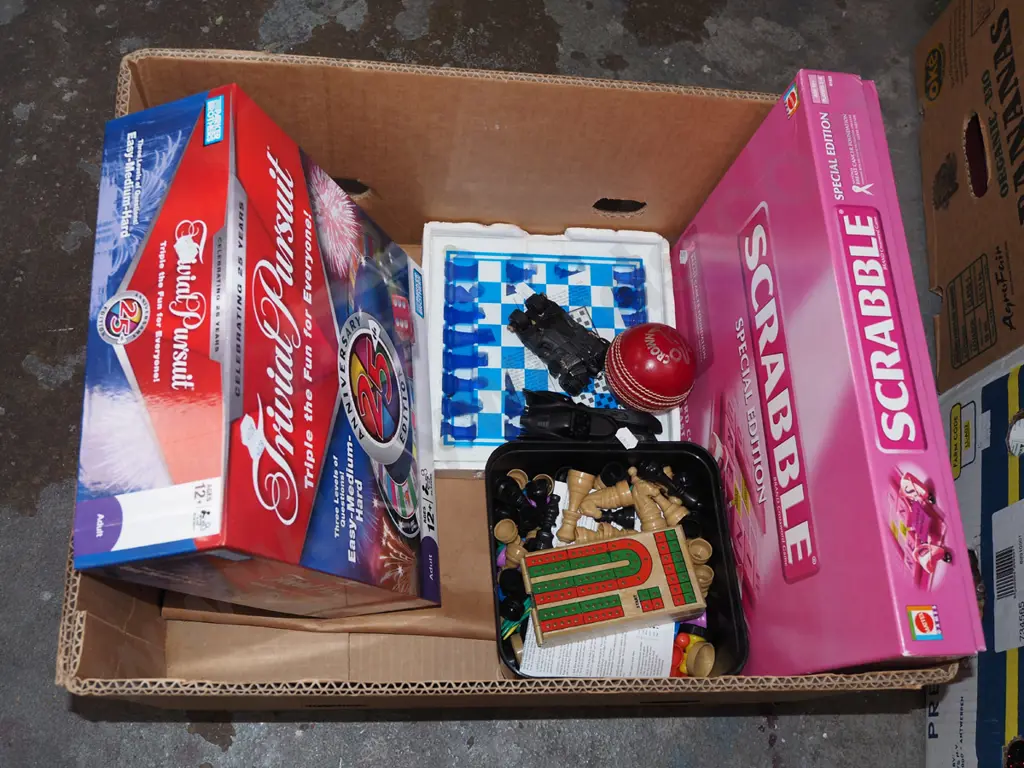 box; board games, chess, cricket ball etc Image 1++