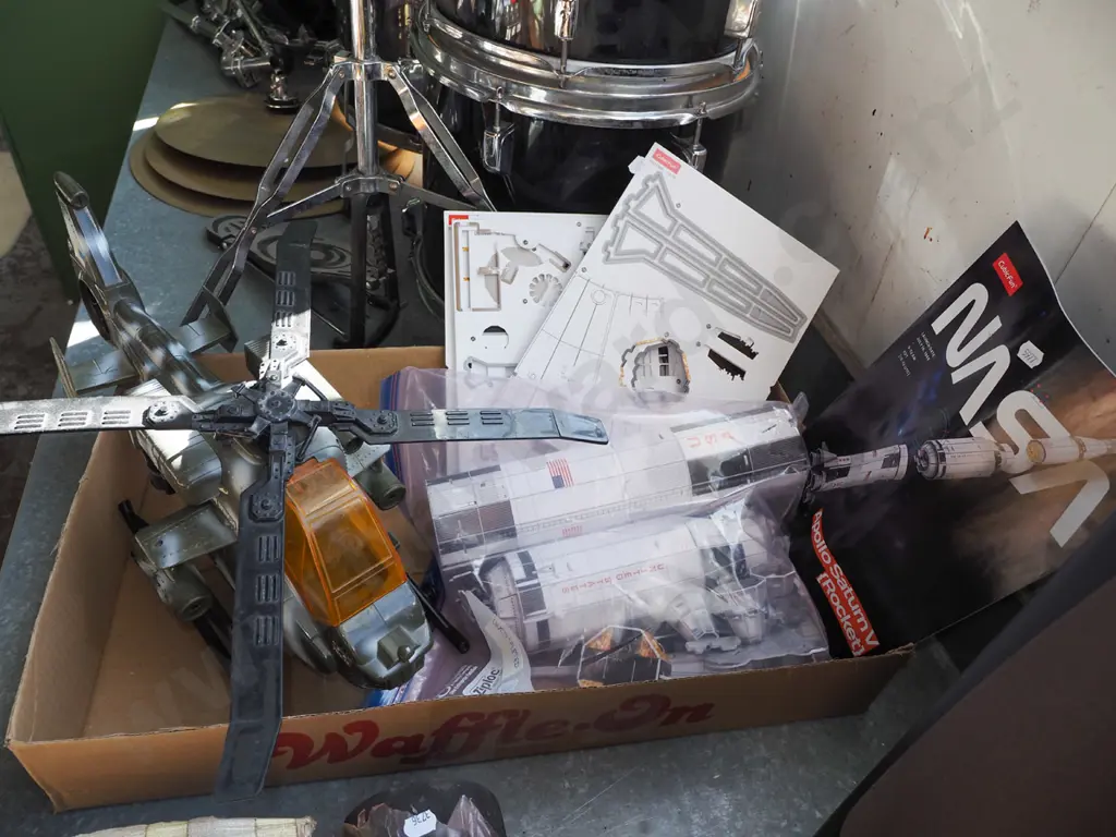 model toy helicopter, partially assembled rocket Image 1++