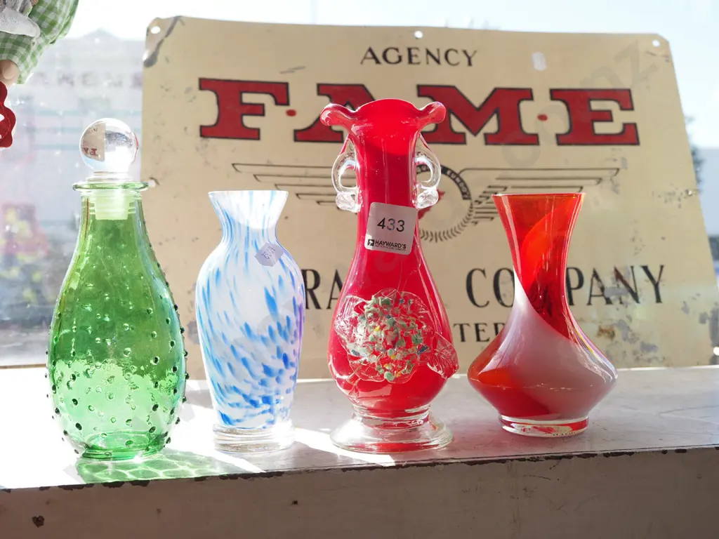 stoppered bottle, 3x glass vases Tallest H180 Image 1++