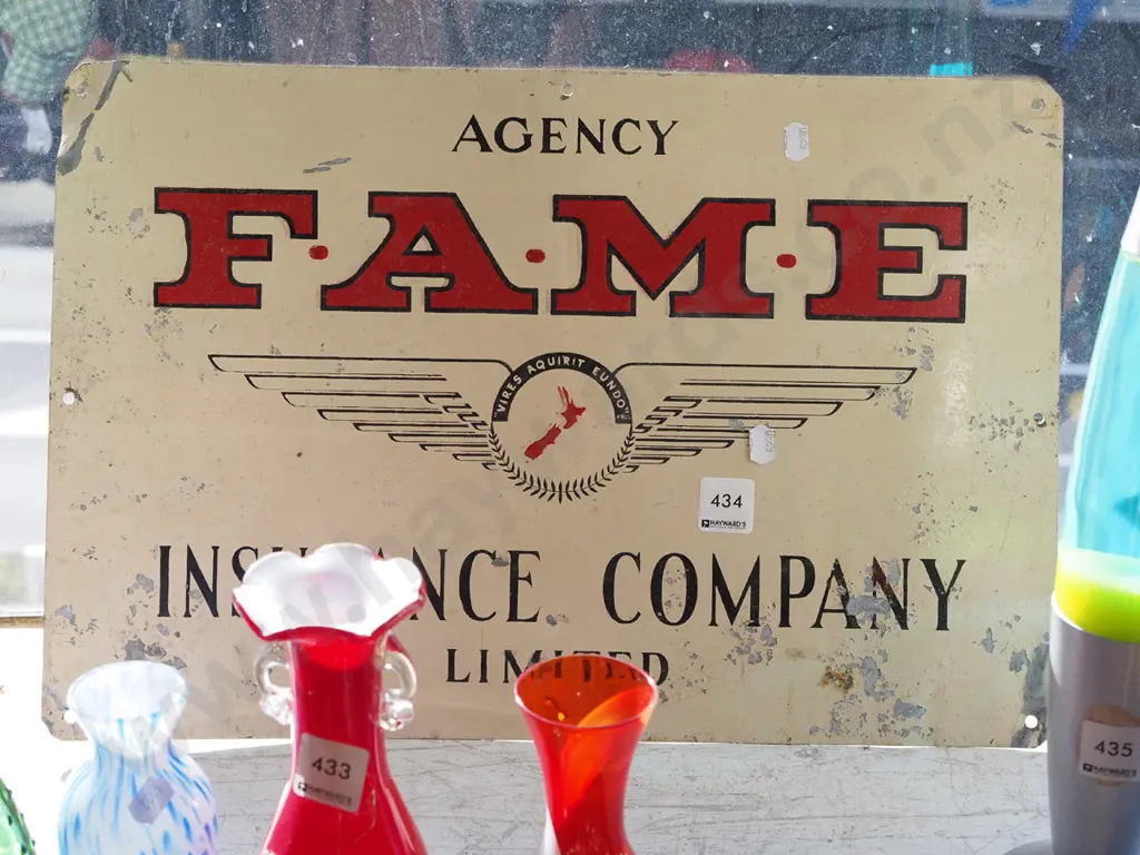 hand painted FAME insurance sign Image 1++