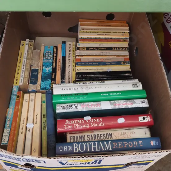 box; various books