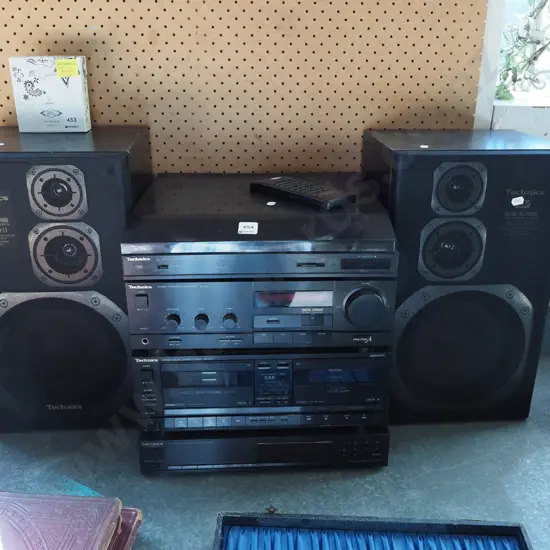 Technics stereo with amp, twin cassette, turntable, tuner
