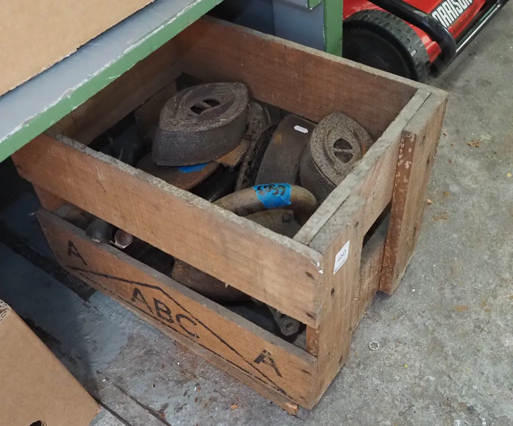 beer crate of rusty sad irons Image 1++