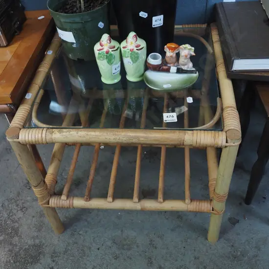 bamboo glass top end table