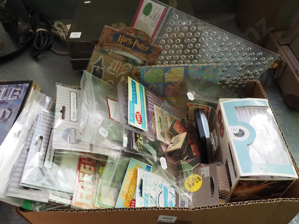 box; crafters supplies, stamps, envelopes etc Image 1++